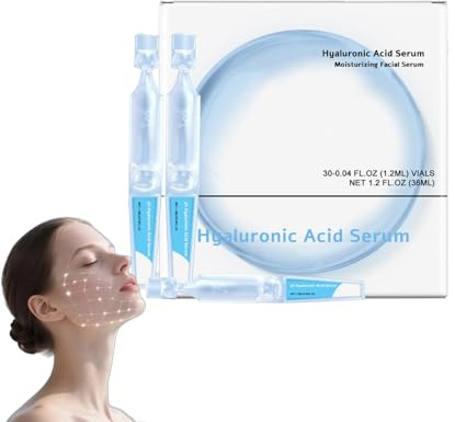 30 st sterila hyaluronsyraserumampuller 1,2 ml, 3 % 4D HA serumrör för ansikte, fuktgivande fuktkräm för torr & känslig hud, anti-aging-serum med kollagen (1 låda)