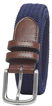 Amazon Essentials Men's Stretch Woven Braid Belt for Jeans, Navy, 38