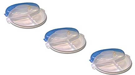 Conny Clever Mikrowellenteller Set (3 Menüteller mit DREI Unterteilungen, 3 Deckel, spülmaschinengeeignet, zum Einfrieren) 6-teilig