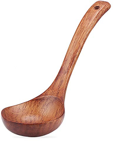 TsunNee - Mestolo da zuppa, in legno naturale, lunghezza 24,13 cm
