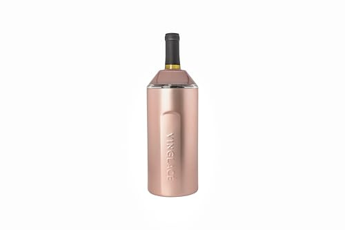 Vinglacé Wine Bottle Chiller- Portable Champagne Insulator- Stainless Steel Wine Cooler Sleeve - Keeps Wine Cold (Rose Gold)