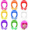 KUUQA 16 Stück Partei Perücken und Sonnenbrillen Set, Neon kurze Pack Kostüm bunte Cosplay Sonnenbrille bob Perücke Perücke täglich Partei Toupets für bachelorette Neon Party