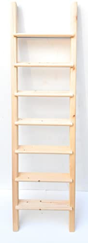 Escalera con peldaños de madera maciza para dormitorio o cama alta (250 cm)