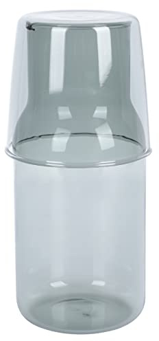 Amosfun 1 Set Bedside Carafe with Tumbler Water Pitcher and Cup Set Glass Nightstand Water Bottle with Tumbler for Bathroom Home Restaurant