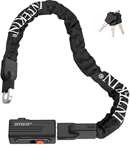 INTEKIN Bike Chain Lock 3FT 8mm Thick Steel Chain Heavy Duty Bike Lock Anti-Theft Bicycle Chain Lock with 3 Keys for E-Bike, Motorcycle, Gate, Fence