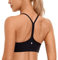 CRZ YOGA Women's Butterluxe Padded Sports Bra - Low Impact Y Back Strappy Bra Racerback Spaghetti Straps Gym Yoga Bras Black M