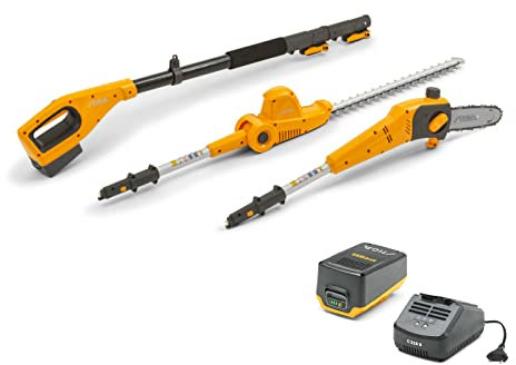 Stiga Multitool MT 100e Battery Kit, Hedge Trimmer, Pruning Shears with Telescopic Extension, For High Altitudes, Easy, Fast Work, 20V(4Ah)ePower Battery, Battery, Charger Included, Yellow/Grey/Black