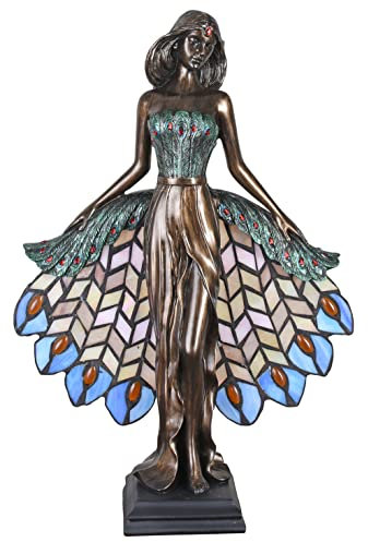 Tischlampe im Jugendstil Tiffany Schirm Lampe (ohne Leuchtmittel) Frauenfigur Vintage is266 Palazzo Exklusiv