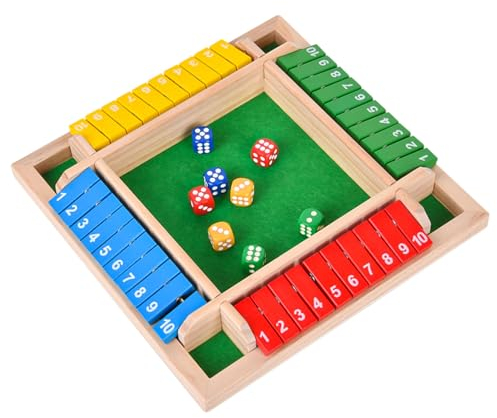 EACHHAHA Shut The Box -4-Spieler-Klassisches, klappbrett Spiel, würfelspiel, holzspiele(Bunt)
