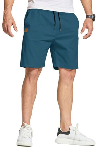 JustSun Short Homme Ete Coton Chino avec Poches Taille Elastique Short Court Homme
