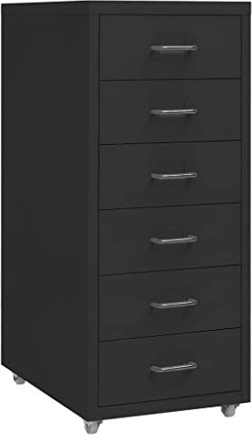 Iiaky Armario archivador armarios de Herramientas Mueble Oficina archivador Oficina móvil Metal Negro 28x41x69 cm