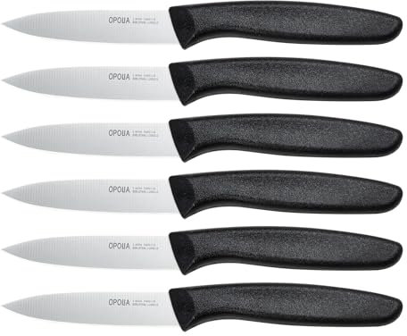 OPOLIA Paring Knife Fruit Knife Set (Pack of 6), Stainless Steel, Extra Sharp Blades, Sturdy Plastic Handle, Knife for Cutting Fruit and Vegetables.