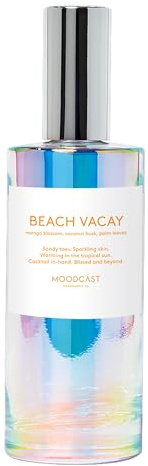 Moodcast Beach Vacay Luxury Room and Linen Spray – Air Freshener & Room Spray for Bedding Fabric & Home – Mango Blossom, Coconut Husk & Palm Leaves Clean Fragrance, Paraben Free, Sulfate Free – 3.4oz