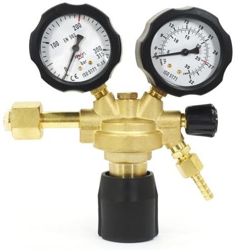 Tryckreducerare argon CO2 skyddsgas gastryckregulator – tryckreducerare för argon/CO2-gasflaska med avstängningsventil 200 bar, W21,8 anslutning