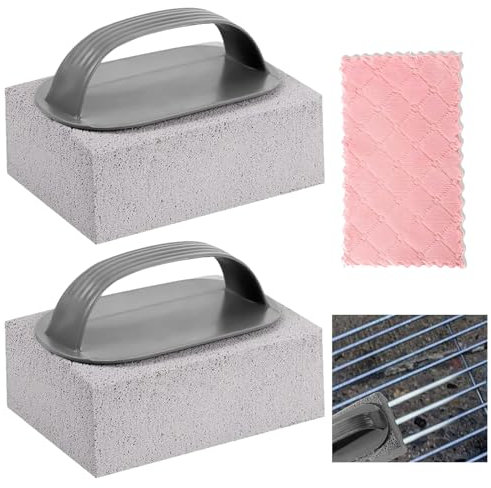 VEGCOO Pumice Stone for Cleaning, 4Pcs Grill Brick with Handle, Magic Pumice Stone Grill Cleaning Brick Block Remove Oil Stains and Grease for Oven BBQ