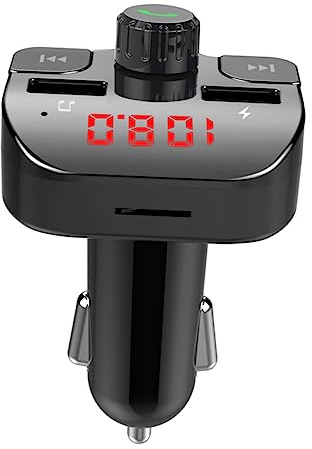 Uonlytech Car Mp3 Player Dual Usb Charger Car Fm Music Player Voltage Display Suitable for Vehicles Black