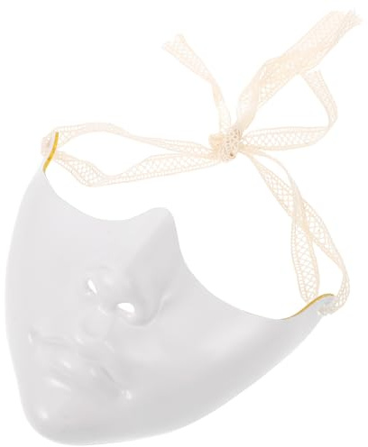 HANABASS Masque de Bal Masqué Demi-Visage Blanc en Plastique Léger pour Cosplay et Carnaval Accessoire Artistique pour Soirées Fêtes Costumées et Bals Masqués