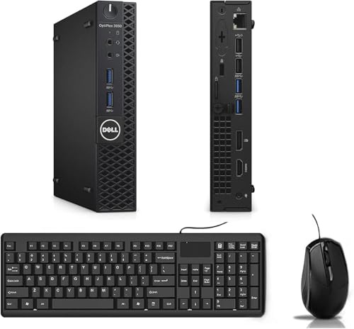 Dell Optiplex 3050 mini Desktop Computer, Intel Core i3-7100, 8GB RAM, 256GB SSD, WiFi, Bluetooth, US QWERTY Tastatur, Windows 11 Pro (Generalüberholt)