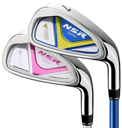 Hierro para palos de golf para niños, hierro de práctica ultraligero, eje de carbono para principiantes, niños y niñas, palos individuales (azul, 6-8 años)