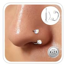 G23 Titanio Piercing Nariz Daith Herradura Anillo Plata 18G 7MM Colorido CZ
