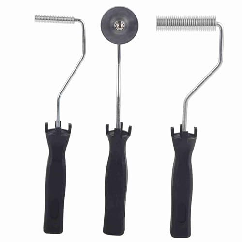 Rodillo laminador de burbujas de fibra de vidrio, juego de herramientas de paleta de burbujas de trabajo de resina GRP FRP de aleación de aluminio con mango ABS para bañera, (3 Piece Set)