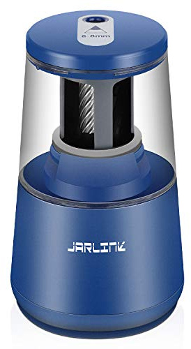 JARLINK Electric Pencil Sharpener, Heavy-Duty Helical Blade to Fast Sharpen, Auto Stop for No.2/Colored Pencils(6-8mm), AC Adapter/Battery Operated in School Classroom/Office/Home (Blue)