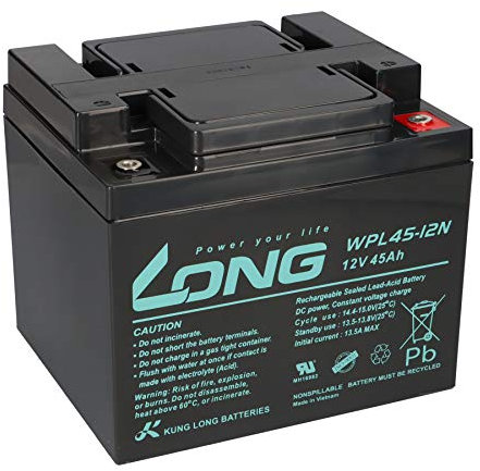 Kung Long 12V 45Ah WPL45-12N, Bleiakku Batterie, geeignet für Sicherheitstechnik, Brandmeldeanlagen, ELA-Anlagen, USV, Telekommunikation, Notstromanlagen (45Ah)