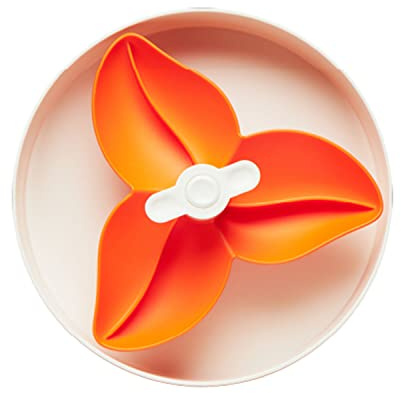 PetDreamHouse Spin Interactive Slow Feeder Bowl for Dogs - Bougainvillea Orange - Skill Level: Easy - Fun and Healthy Feeding with Movable, Adjustable Center Puzzle Piece for All Dogs and Food Types