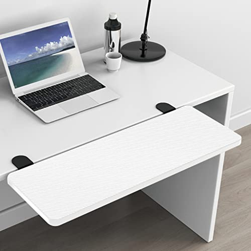 HONJIE förlängningsbräda för datorskrivbord, lämplig för kontorsskrivbord, robust musarmstöd, datorskrivbordsförlängare, lämplig för hem och kontor (64 cm x 24 cm (25,2 x 9,45 tum), vit kolfiber) ..