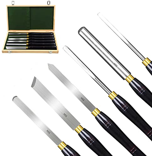 6 Stück Stechbeitel Schnitzmesser Meißel Drechselbeitel Drechseleisen Drechselmesser Drechselmesser Satz Beitel Drechselbank Zur Bearbeitung Von Holz Mit Holzkiste Für Holzschnitzerei