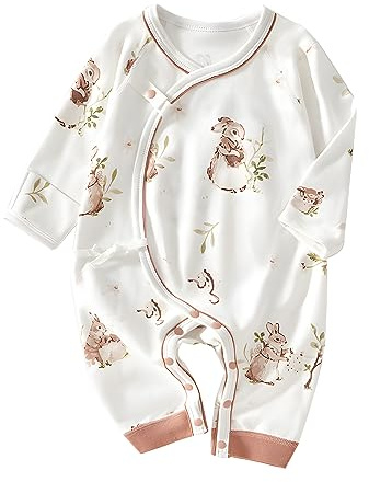 Cherie Kids 100% Organic Cotton Soft 0-6 Months Unisex Footless Newborn Baby Sleepers Pajamas Romper Boys Girls Long Sleeve