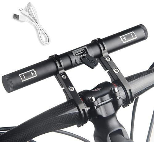 IGTOPS Extension de guidon de vélo en aluminium avec batterie externe, extension de guidon de vélo pour éclairage de vélo