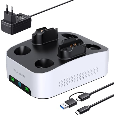 GRAUGEAR 4TB Festplatte für PS5, PS5 Slim, PS5 Pro, Ladestation für 2X PS5 Controller, formatiert für PS5, Ideal für Gaming und Speicherplatz