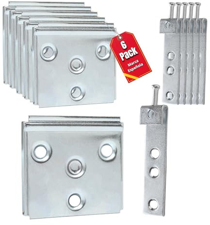 Lot de 6 ferrures de tête de lit, supports cachés pour suspendre la tête de lit, meubles de cuisine, mur, crochets muraux, crochets en bois, lot de 6 unités en fer zingué