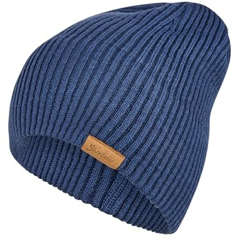 Sterntaler Beanie in Strick-Optik - schicke, Zeitlose Unisex Mütze - kann mit oder ohne Umschlag getragen Werden - warme Wintermütze in Tintenblau, Größe 53