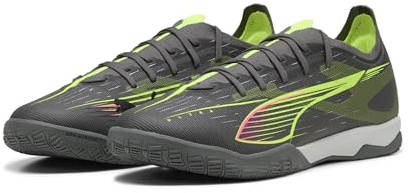 PUMA Chaussures de Futsal Ultra 5 Match 42, Matte Aged Silver Yellow Alert Blue Gray