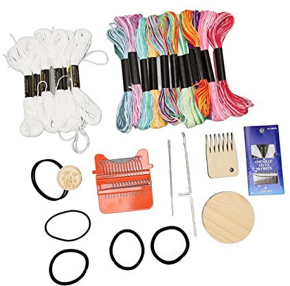 Zerodis Accessoires d'outils de Tricot Kit de Reprisage de Tissage Portable avec 14 Crochets 18 Fils de Couleurs Adaptés à l'artisanat Bricolage Réparation Tissage Pantalons Chaussettes Coussins
