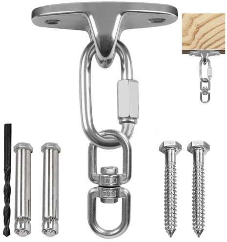 WWFFEN Gancio da soffitto girevole a 360°, in acciaio inox, per poltrona sospesa, 453 kg