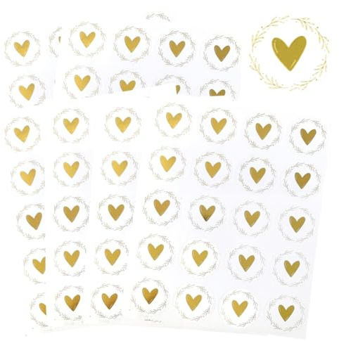 JRYXDS 120 Pz Etichette Adesive Rotonde Trasparenti Adesivi Amore Sigillo Adesivo Cuore Adesivi Adesivo Cuore Dorato Chiudipacco Cuore Buste Sacchetti Regalo Matrimonio Compleanno Diy