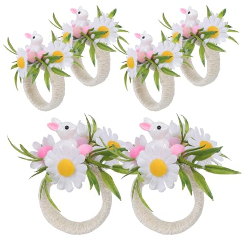 GALPADA Napkin Rings Spring Easter Bunny Rings: Napkin Holder for Table Multi Jute Rope Kitchen Counter Storage Dining Table Service Workshop Bench Layout, 6 PCS