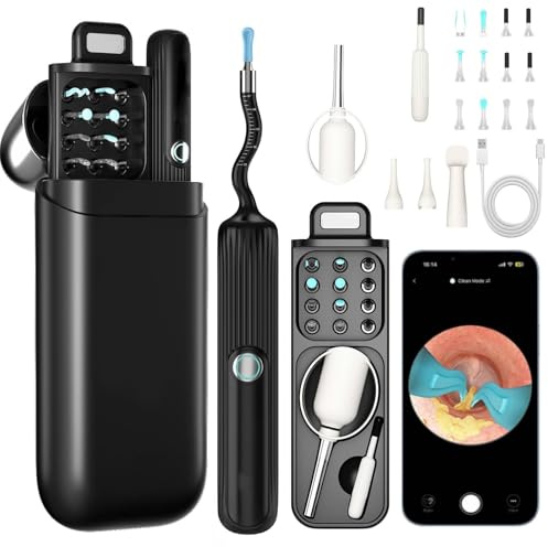 AZHE Pulizia Orecchie, 1080 HD Flessibile Otoscopio con Pinzetta, Lente Impermeabile IP67 Pulisci Orecchie, Otoscopio per Esami Di orecchie/Naso/Gola, Pulitore Orecchie Adatto ad Adulti e Bambini