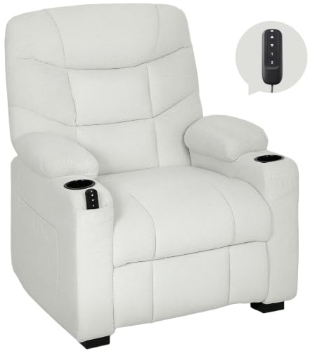 HOMCOM Fauteuil Relax Électrique, Fauteuil Inclinable en Velours Crème