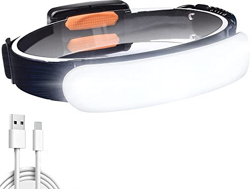 Lampada frontale a LED, ricaricabile tramite USB, COB, 1500 lumen, regolabile a 220°, fascio largo da testa, leggero, impermeabile, per ciclismo, campeggio, escursionismo, pesca, emergenza