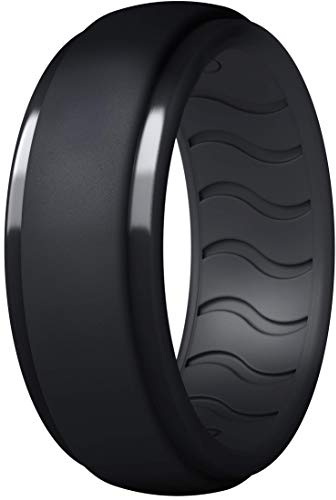 Dookeh Silikonring für Männer, Silikon-Ehering, Eheringe aus Gummi (A-Black, 9)