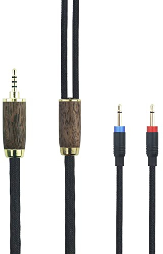 2,5 mm symmetrisches Kabel 6 N OCC Kupfer versilbertes Kabel Walnussholzschale Kompatibel mit Monolith M1060, M1060C, M565, M565, für AudioQuest NightHawk Kopfhörer (2X 2,5 mm Version)