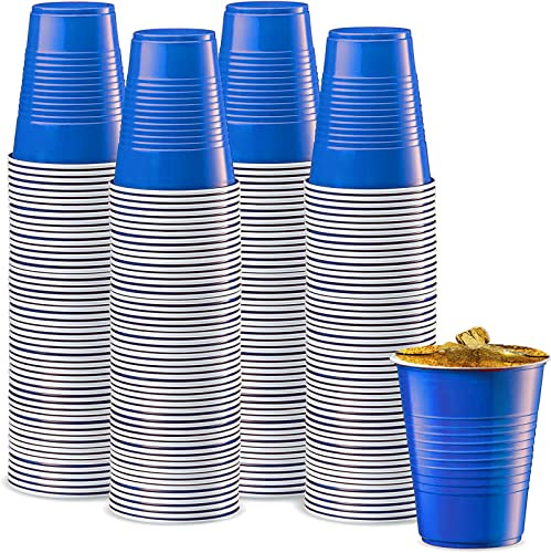 QXNDXQ festkoppar 16 oz, plastmuggar, PP-material, 50 blå och röda återanvändbara festkoppar - för nyår jul campingbröllop (blå)
