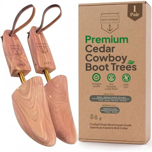 HOUNDSBAY Cowboy Boot Trees, Cedar Western Boot Tree for Men & Women, Shoe Tree for Boots, Boot Stretcher & Shaper (Pack of 1)