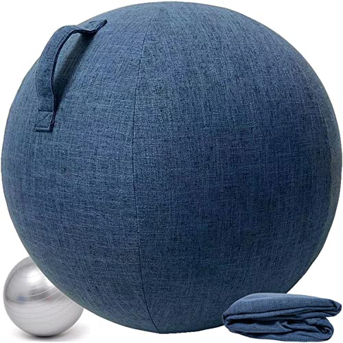 Alywen Ballon Bureau Siege Ballon Gym Bureau 55/65/75cm de Grossesse Chaise avec Housse de Protection Antidérapante Swiss Ball (65cm, Bleu Marin)