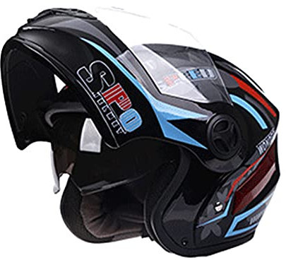 KOZEEY Casco Moto Integrale Modulare Apribile Street Motocross Taglia Unica Adulto, Nero