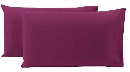 Coppia Federe Cuscino Sofia 100% Cotone Naturale In Tinta Unita 50x80CM (4611) (Fucsia)